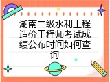 湖南二级水利工程造价工程师考试成绩公布时间如何查询