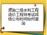 恩施二级水利工程造价工程师考试成绩公布时间如何查询