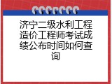 济宁二级水利工程造价工程师考试成绩公布时间如何查询