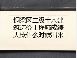 铜梁区二级土木建筑造价工程师成绩大概什么时候出来