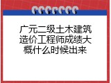 广元二级土木建筑造价工程师成绩大概什么时候出来
