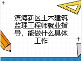 滨海新区土木建筑监理工程师就业指导，能做什么具体工作