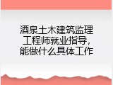 酒泉土木建筑监理工程师就业指导，能做什么具体工作