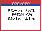 恩施土木建筑监理工程师就业指导，能做什么具体工作