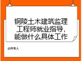铜陵土木建筑监理工程师就业指导，能做什么具体工作