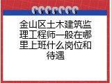 金山区土木建筑监理工程师一般在哪里上班什么岗位和待遇