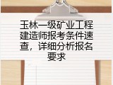 玉林一级矿业工程建造师报考条件速查，详细分析报名要求