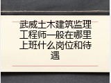 武威土木建筑监理工程师一般在哪里上班什么岗位和待遇