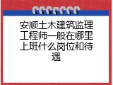 安顺土木建筑监理工程师一般在哪里上班什么岗位和待遇