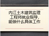 内江土木建筑监理工程师就业指导，能做什么具体工作