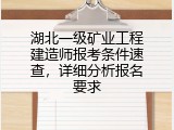 湖北一级矿业工程建造师报考条件速查，详细分析报名要求