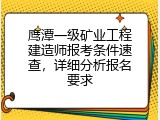 鹰潭一级矿业工程建造师报考条件速查，详细分析报名要求
