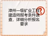漳州一级矿业工程建造师报考条件速查，详细分析报名要求