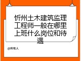 忻州土木建筑监理工程师一般在哪里上班什么岗位和待遇