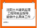 沈阳土木建筑监理工程师就业指导，能做什么具体工作