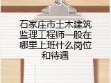 石家庄市土木建筑监理工程师一般在哪里上班什么岗位和待遇