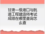 甘肃一级港口与航道工程建造师考试成绩在哪里查询怎么查