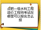 合肥一级水利工程造价工程师考试在哪里可以报名怎么报