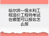 哈尔滨一级水利工程造价工程师考试在哪里可以报名怎么报