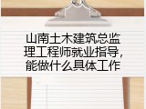 山南土木建筑总监理工程师就业指导，能做什么具体工作