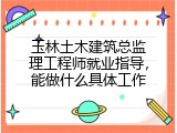 玉林土木建筑总监理工程师就业指导，能做什么具体工作