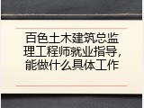 百色土木建筑总监理工程师就业指导，能做什么具体工作