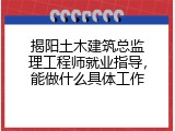 揭阳土木建筑总监理工程师就业指导，能做什么具体工作