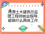 鹰潭土木建筑总监理工程师就业指导，能做什么具体工作