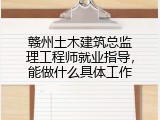 赣州土木建筑总监理工程师就业指导，能做什么具体工作
