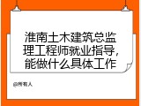 淮南土木建筑总监理工程师就业指导，能做什么具体工作