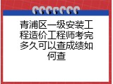 青浦区一级安装工程造价工程师考完多久可以查成绩如何查