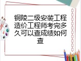 铜陵二级安装工程造价工程师考完多久可以查成绩如何查
