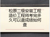 松原二级安装工程造价工程师考完多久可以查成绩如何查