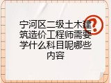 宁河区二级土木建筑造价工程师需要学什么科目呢哪些内容