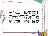 葫芦岛一级安装工程造价工程师工资多少钱一个月通常