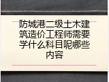 防城港二级土木建筑造价工程师需要学什么科目呢哪些内容