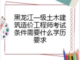 黑龙江一级土木建筑造价工程师考试条件需要什么学历要求