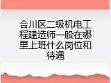 合川区二级机电工程建造师一般在哪里上班什么岗位和待遇