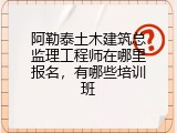 阿勒泰土木建筑总监理工程师在哪里报名，有哪些培训班