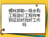 锡林郭勒一级水利工程造价工程师考到证后好找好工作吗