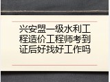 兴安盟一级水利工程造价工程师考到证后好找好工作吗
