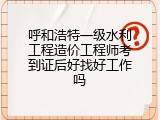 呼和浩特一级水利工程造价工程师考到证后好找好工作吗