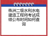 株洲二级水利水电建造工程师考试成绩公布时间如何查询
