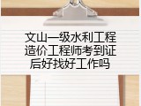 文山一级水利工程造价工程师考到证后好找好工作吗