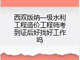 西双版纳一级水利工程造价工程师考到证后好找好工作吗