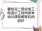 攀枝花二级安装工程造价工程师报考培训课程哪家机构的好
