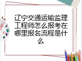 辽宁交通运输监理工程师怎么报考在哪里报名流程是什么