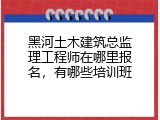 黑河土木建筑总监理工程师在哪里报名，有哪些培训班