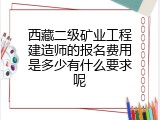 西藏二级矿业工程建造师的报名费用是多少有什么要求呢