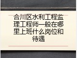 合川区水利工程监理工程师一般在哪里上班什么岗位和待遇